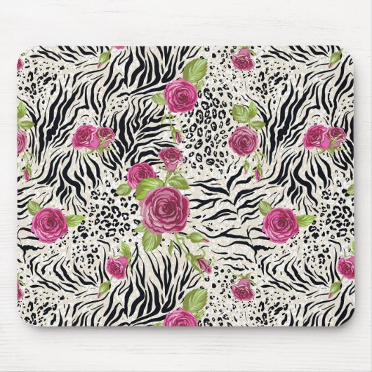 Tapis De Souris Roses sur le motif animal (Devant)
