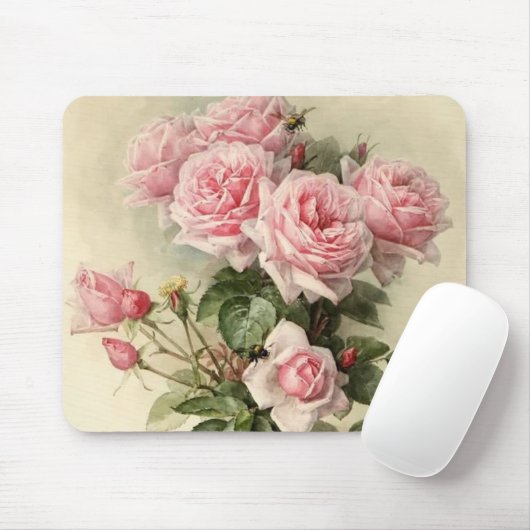 Tapis De Souris Roses victoriens roses chics minables (Avec souris)