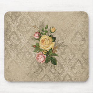 Tapis De Souris Roses vintages et damassé