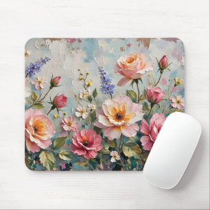 Tapis De Souris Roses Vintages romantiques en Jardin rose et rose