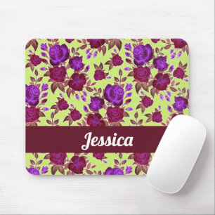 Tapis De Souris roses violets en jaune