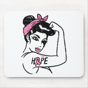Tapis De Souris Rosie Riveter Hope Lutter contre le cancer du sein