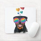 Tapis De Souris Rottweiler Chien avec Coeurs Saint-Valentin (Avec souris)