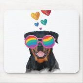 Tapis De Souris Rottweiler Chien avec Coeurs Saint-Valentin (Devant)