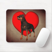 Tapis De Souris Rottweiler Chien Coeur rouge (Avec souris)