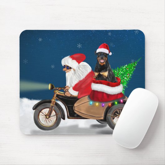 Tapis De Souris Rottweiler Chien Noël Père Noël (Avec souris)