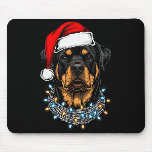 Tapis De Souris Rottweiler Christmas Lights Santa Xmas Dog Lover (Devant)