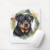 Tapis De Souris Rottweiler Christmas Wreath Festive Pup (Avec souris)