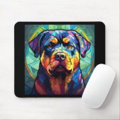 Tapis De Souris Rottweiler en vitrail (Avec souris)