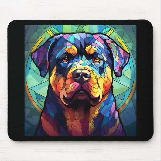 Tapis De Souris Rottweiler en vitrail (Devant)