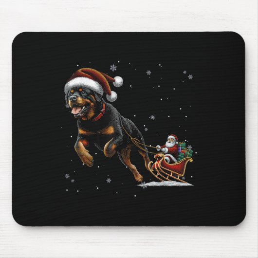 Tapis De Souris Rottweiler Santa Christmas Tree Lights Ugly Pajama (Devant)