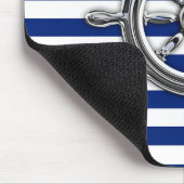 Tapis De Souris Roue Chrome Argent sur les bandes Nautiques (Coin)