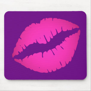 Tapis De Souris Rouge à lèvres ombré rose vif et violet Baiser
