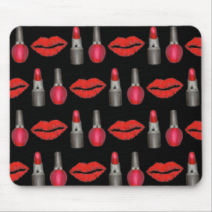 Tapis De Souris Rouge Black Lipstick Kiss Nail polonais maquillage