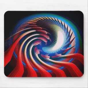 Tapis De Souris Rouge Blanc Bleu Fractée Avec Des Légumineuses Et