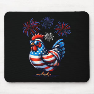 Tapis De Souris Rouge Blanc Bleu Poulet ferme Animal Patriotique 4
