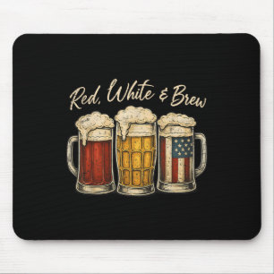 Tapis De Souris Rouge Blanc Et Bière Usa 4 Juillet Boisson Cadeau
