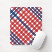 Tapis De Souris Rouge blanc et bleu En vichy plaid (Avec souris)