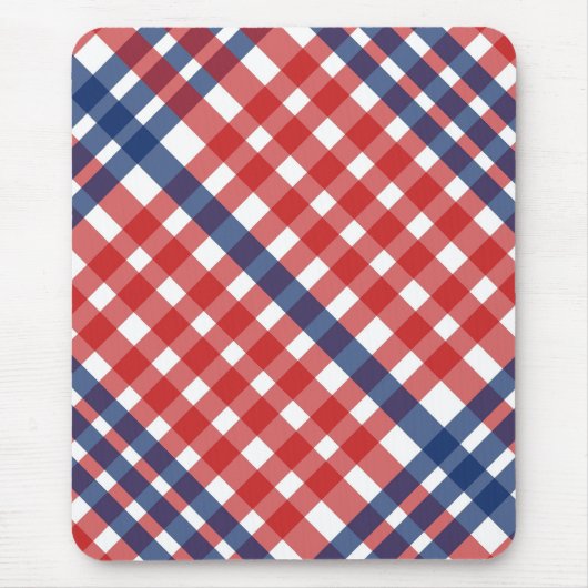 Tapis De Souris Rouge blanc et bleu En vichy plaid (Devant)