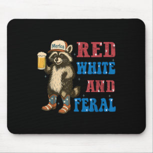 Tapis De Souris Rouge Blanc Et Féroce Raton Laveur Drôle Bière 4 J