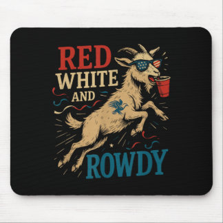 Tapis De Souris Rouge Blanc Et Turbulent Drôle De Chèvre Patriotiq