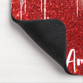 Tapis De Souris Rouge Blanc Snowflake Votre nom (Coin)