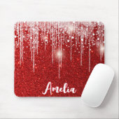 Tapis De Souris Rouge Blanc Snowflake Votre nom (Avec souris)
