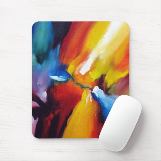 Tapis De Souris Rouge bleu jaune vert expressionniste Art Abstrait (Avec souris)