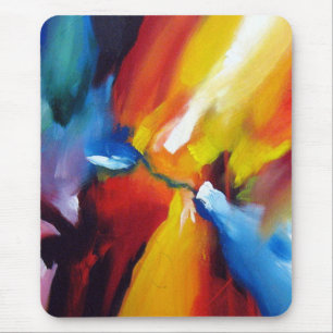 Tapis De Souris Rouge bleu jaune vert expressionniste Art Abstrait