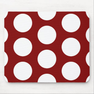 Tapis De Souris Rouge bordeaux à pois blancs