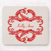 Tapis De Souris Rouge Chic Damask Mousepad (Devant)