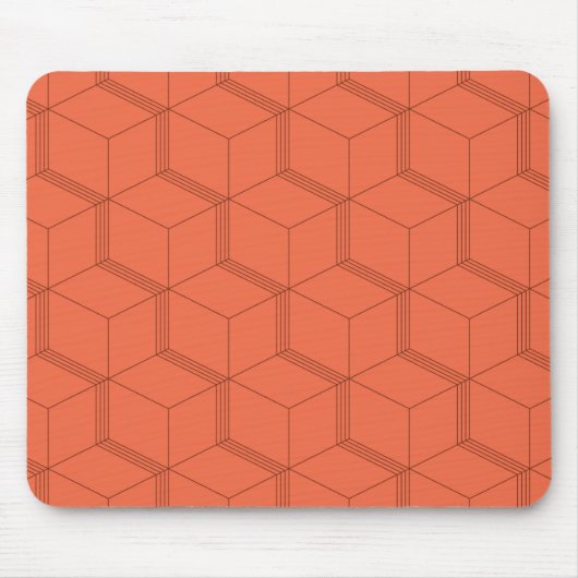 Tapis De Souris Rouge, dynamique, rétro, cool tendance ligne cube (Devant)
