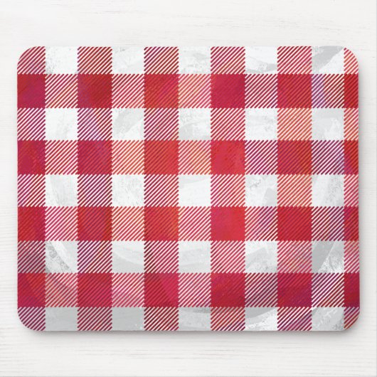Tapis De Souris Rouge et blanc À damiers plaid (Devant)