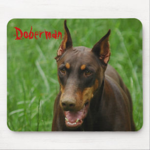 Tapis De Souris Rouge et dobermann de rouille