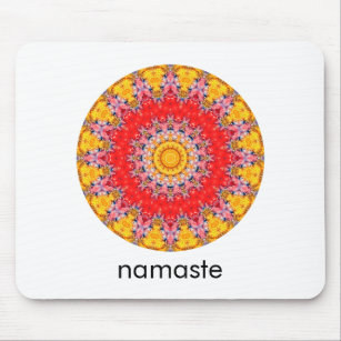 Tapis De Souris Rouge et jaune Mandala Art Namaste
