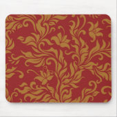 Tapis De Souris Rouge et motif floral d'or (Devant)