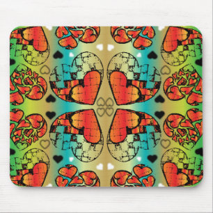 Tapis De Souris Rouge et vert Whimsical Romantique Coeurs motif