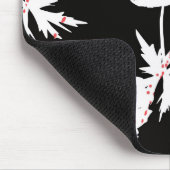 Tapis De Souris Rouge, fleurs blanches sur noir. (Coin)