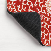 Tapis De Souris Rouge Floral Vibrant Ornate Classé Motif (Coin)
