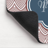 Tapis De Souris Rouge foncé Déco pétoncles bleu marine Monogramme  (Coin)