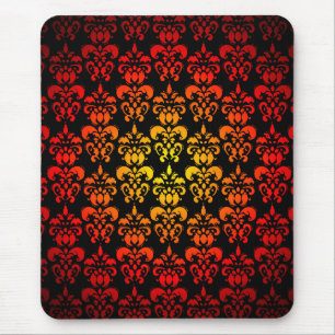 Tapis De Souris Rouge, jaune et noir damassé