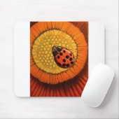 Tapis De Souris Rouge Ladybug Sur Fleur (Avec souris)