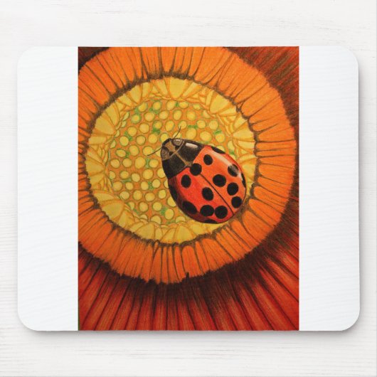 Tapis De Souris Rouge Ladybug Sur Fleur (Devant)