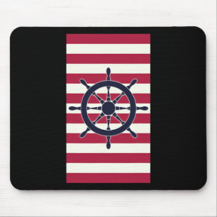 Tapis De Souris Rouge marine nautique rayures roue rayée