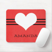 Tapis De Souris Rouge moderne Coeur Mousepad (Avec souris)