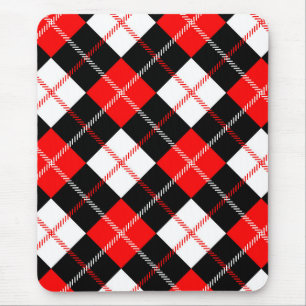 Tapis De Souris Rouge Noir Blanc Argyle Carreaux