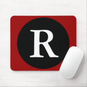 Tapis de souris rouge noir et blanc Lettre initial (Avec souris)