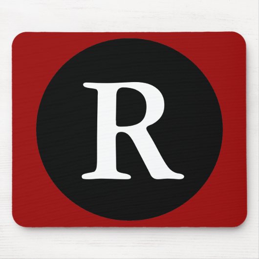 Tapis de souris rouge noir et blanc Lettre initial (Devant)
