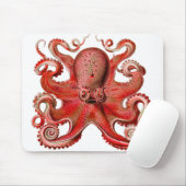 Tapis De Souris Rouge octopique de Haeckel (Avec souris)