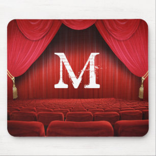 Tapis De Souris Rouge Rideau Théâtre Monogramme Souris initiale Pa
